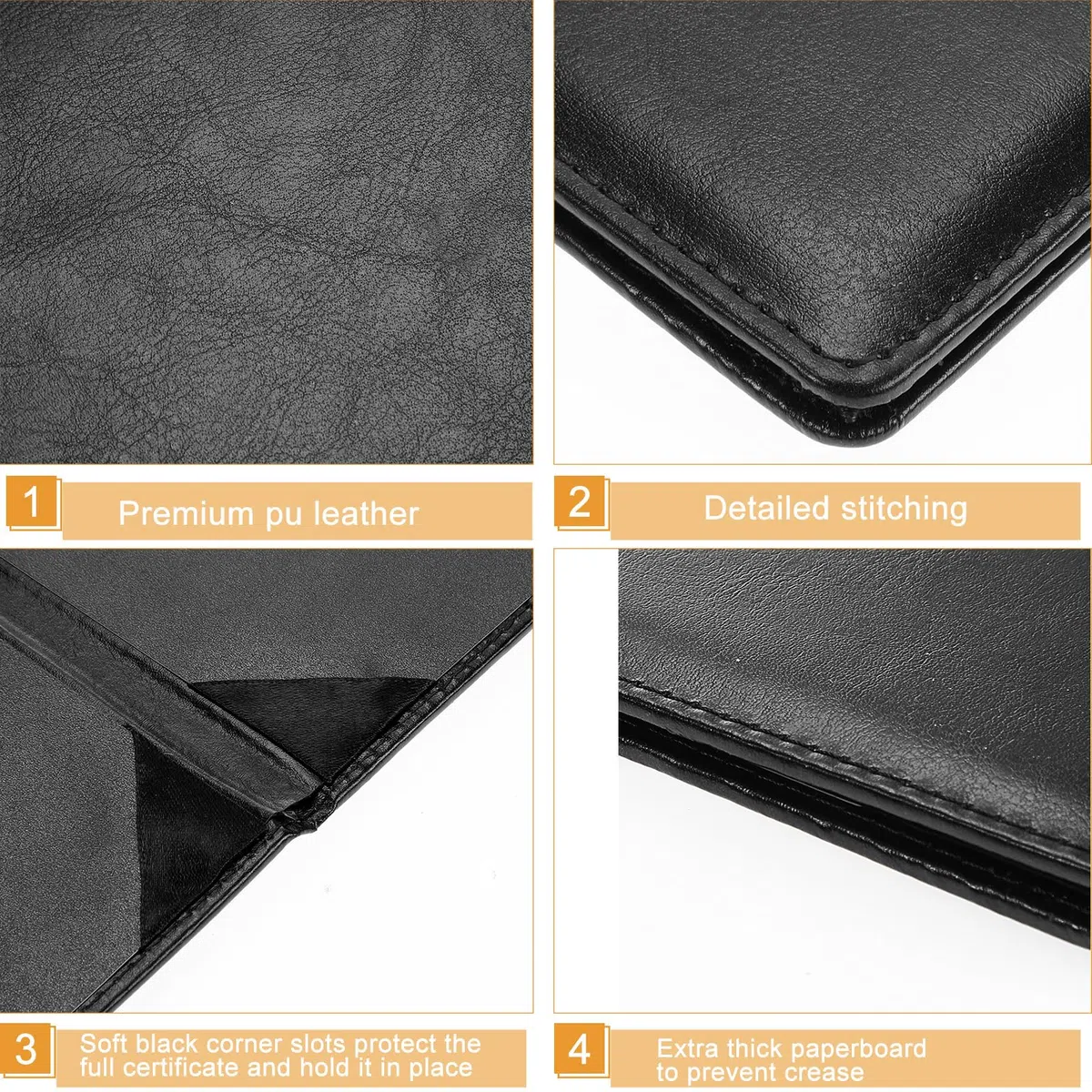 Tenare 10 porta diploma in pelle per certificati, 21,9 x 28,9 cm, per premi in formato lettera, in poliuretano, lisci, per certificati neri, per menu di laurea