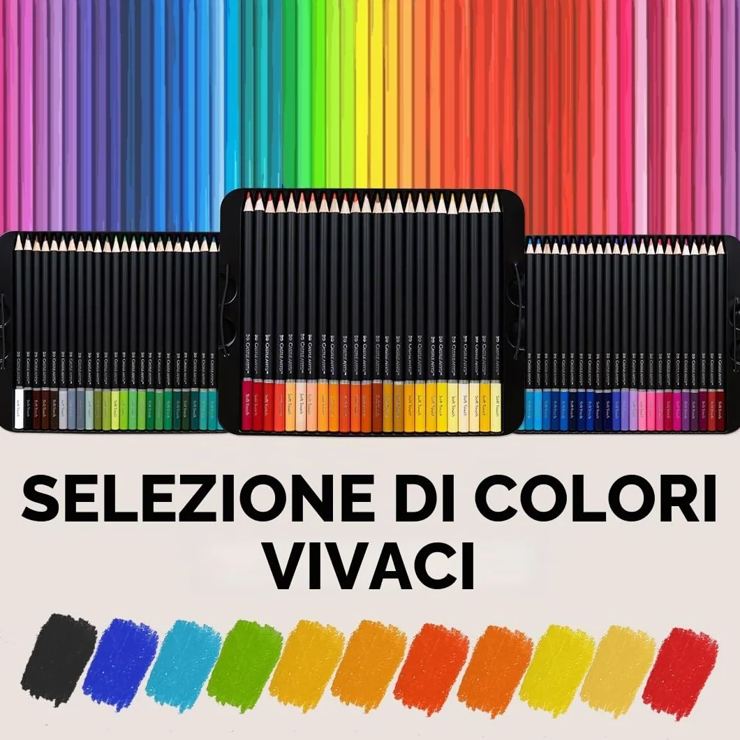 Castle Art Supplies Set di 72 matite colorate, morbide dai colori vivaci