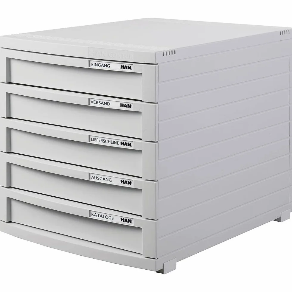 Han - Struttura portadocumenti, con 5 cassetti chiusi, formato B4, linea Contur grigio