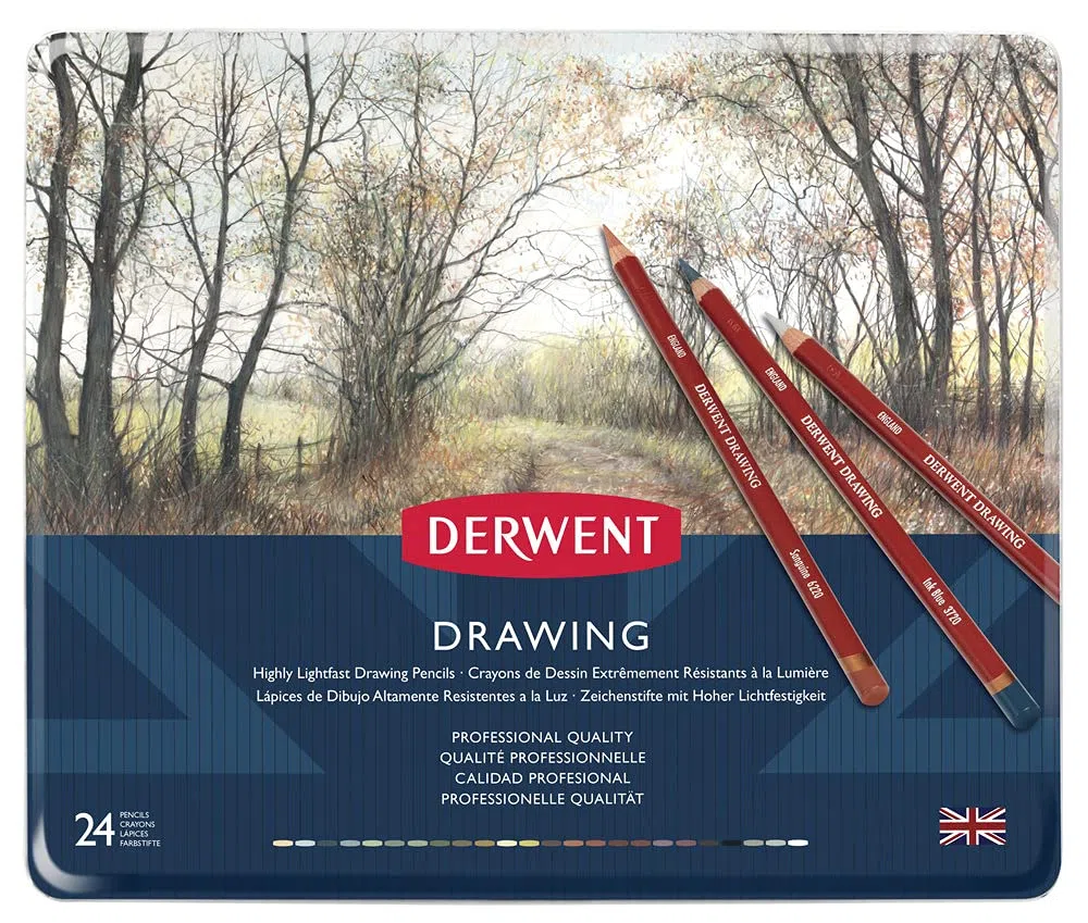 Derwent Drawing Set Di 24 Matite Colorate Per Disegno E Scrittura, Multicolore