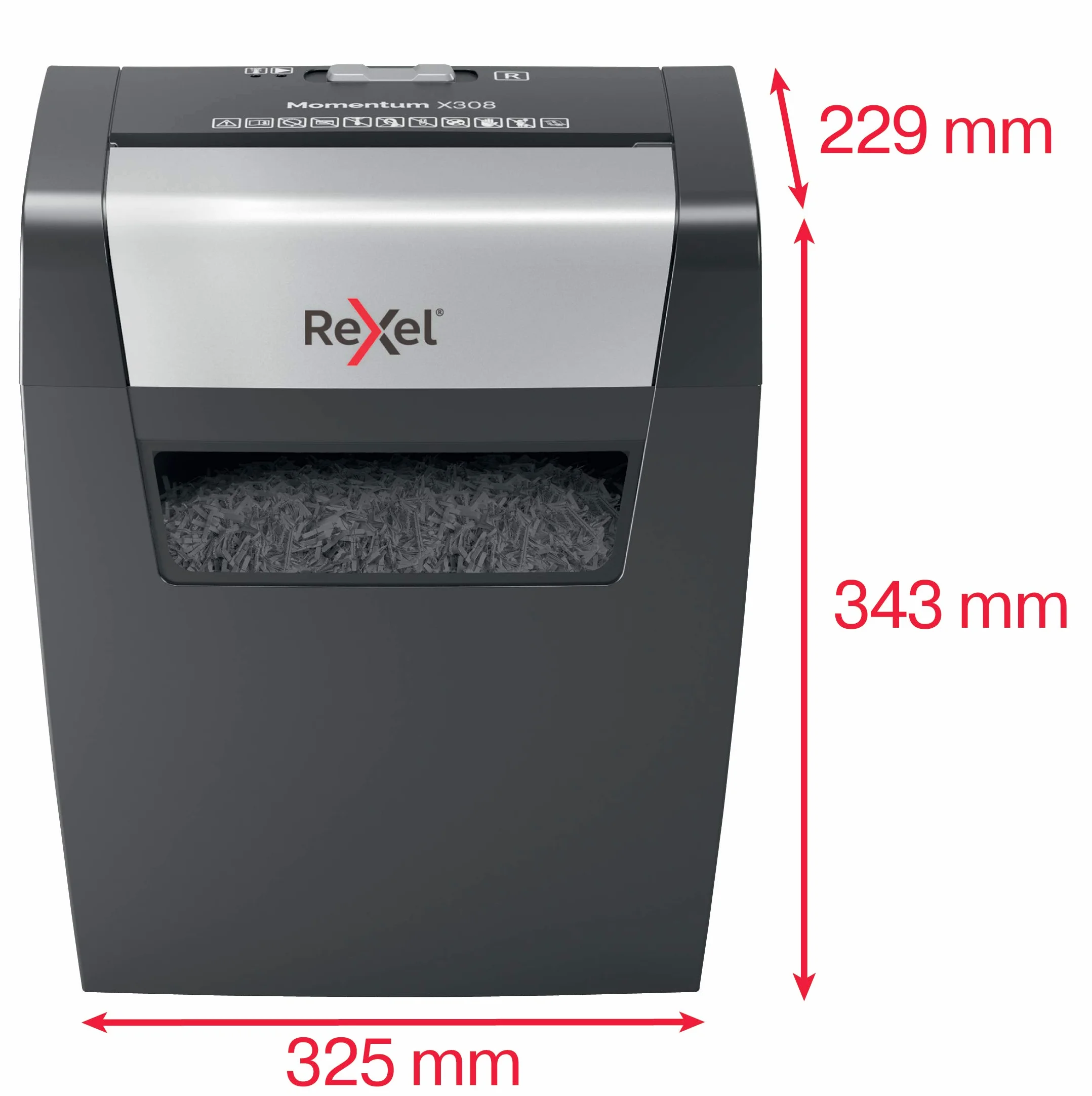 REXEL Momentum X308, Distruggidocumenti Manuale, 9-8 Fogli A4 (70-80 gr/mq), Taglio a Frammento, Livello di sicurezza P-3, per Uso Personale/Home Office, Capacità 15 Litri, 2104570EU