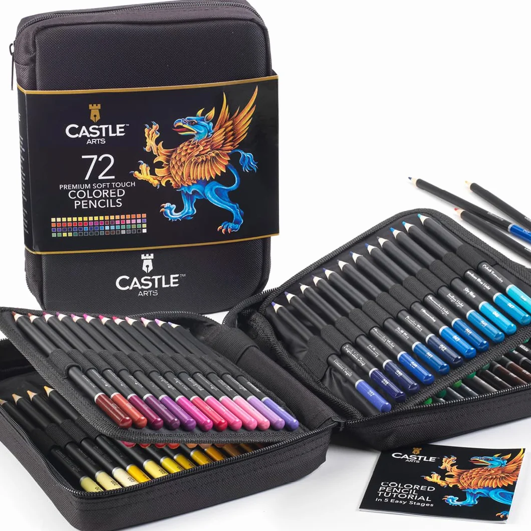 Castle Art Supplies Set con cerniera lampo 72 matite colorate custodia