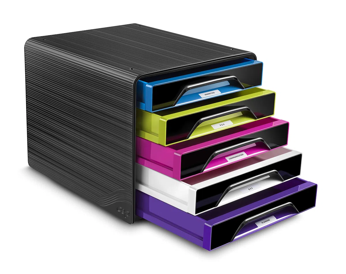 CEP 1071110411 – schedario con 5 cassetti da scrivania, 360 x 288 x 270 mm, Multicolore