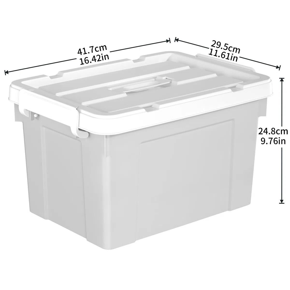 Cetomo 20L*6 Scatole di Stoccaggio in Plastica, Scatole Portaoggetti con Coperchio, Organizzatore con Manico, Contenitori per Casa e Ufficio, Impilabile, Resistente, Grigio, 20L - Confezione da 6