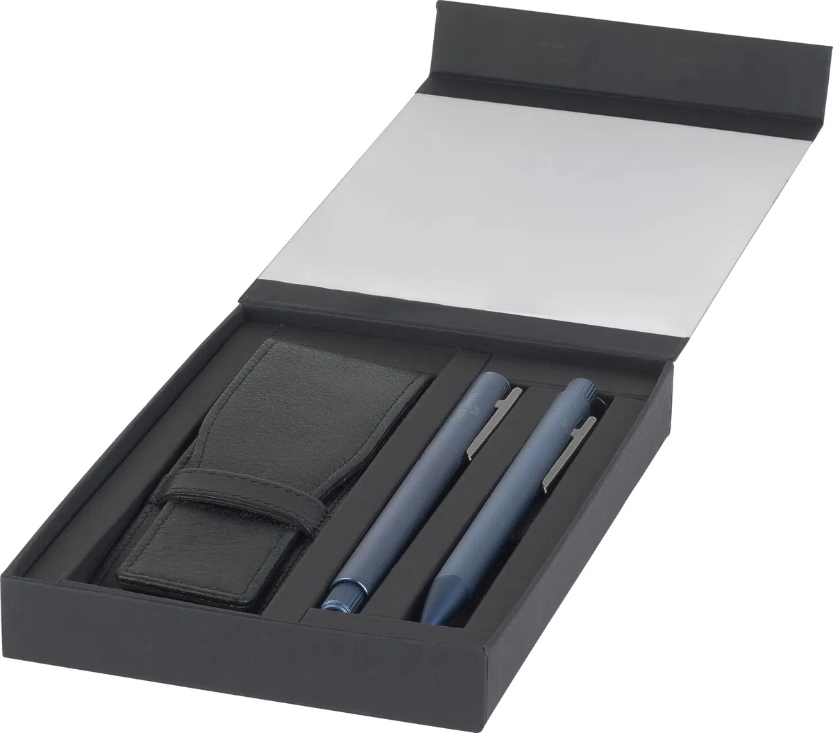 Faber-Castell 202186 - Set regalo Neo Slim blu scuro, con penna stilografica, penna a sfera e astuccio per penne, set da scrittura elegante