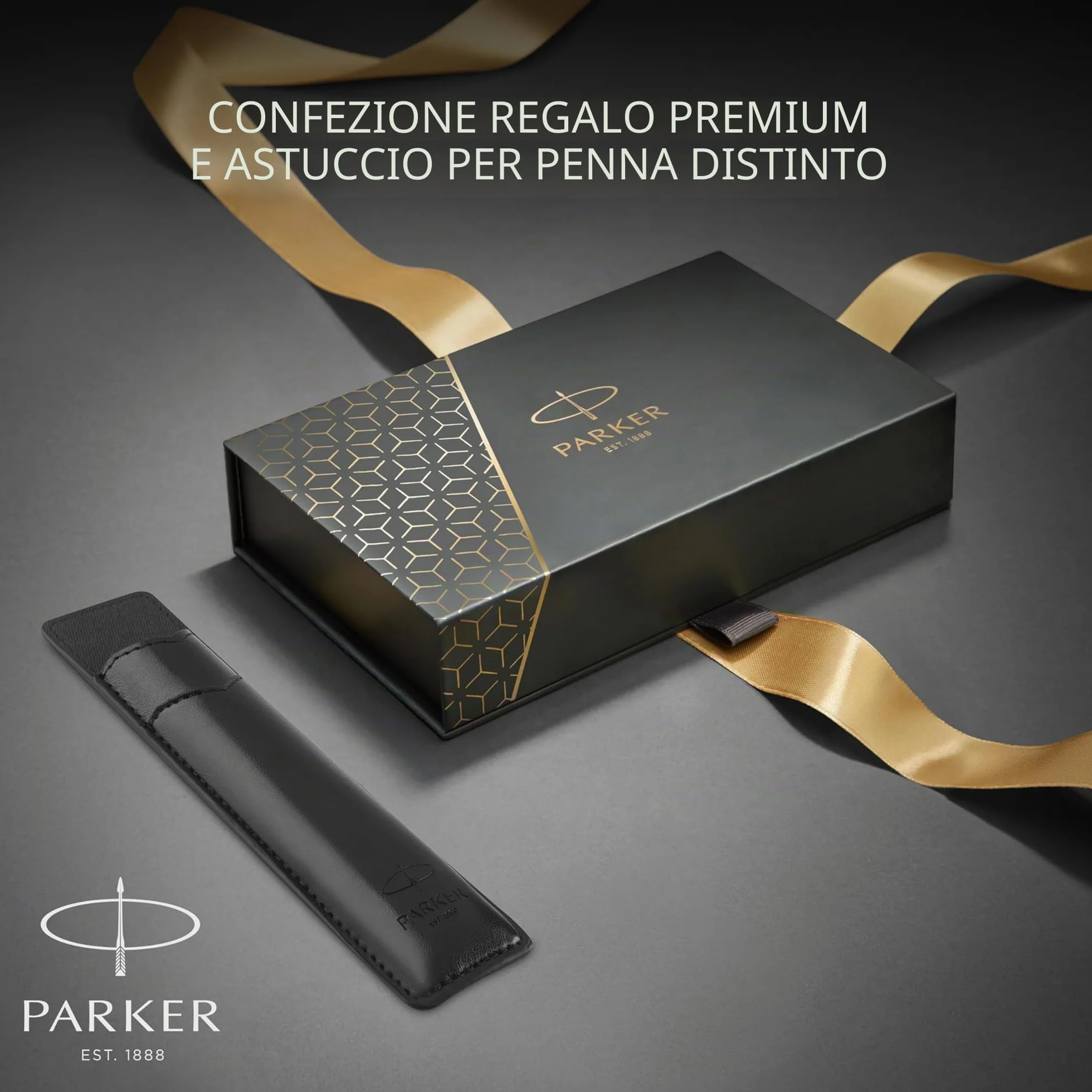 Parker IM Duo Pen Set Regalo - Piò stilografica e sfera, finitura laccata nera con finiture cromate, punta media, inchiostro blu