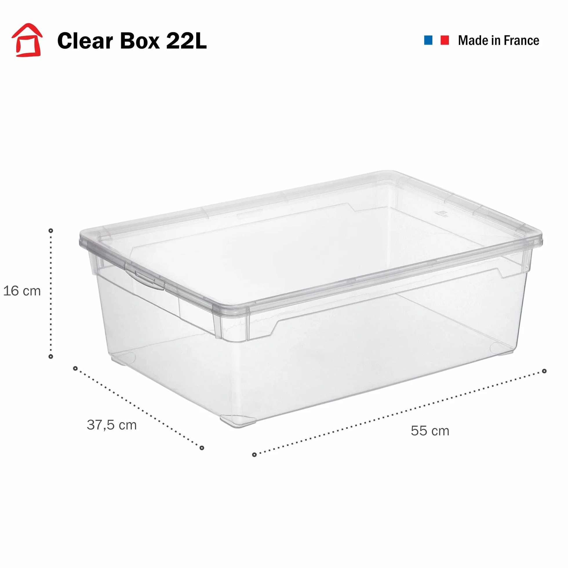 Sundis Clear Box, set di 6 scatole portaoggetti 22l, con coperchio, plastica trasparente, impilabile, ideale per riporre stivali e scarpe invernali