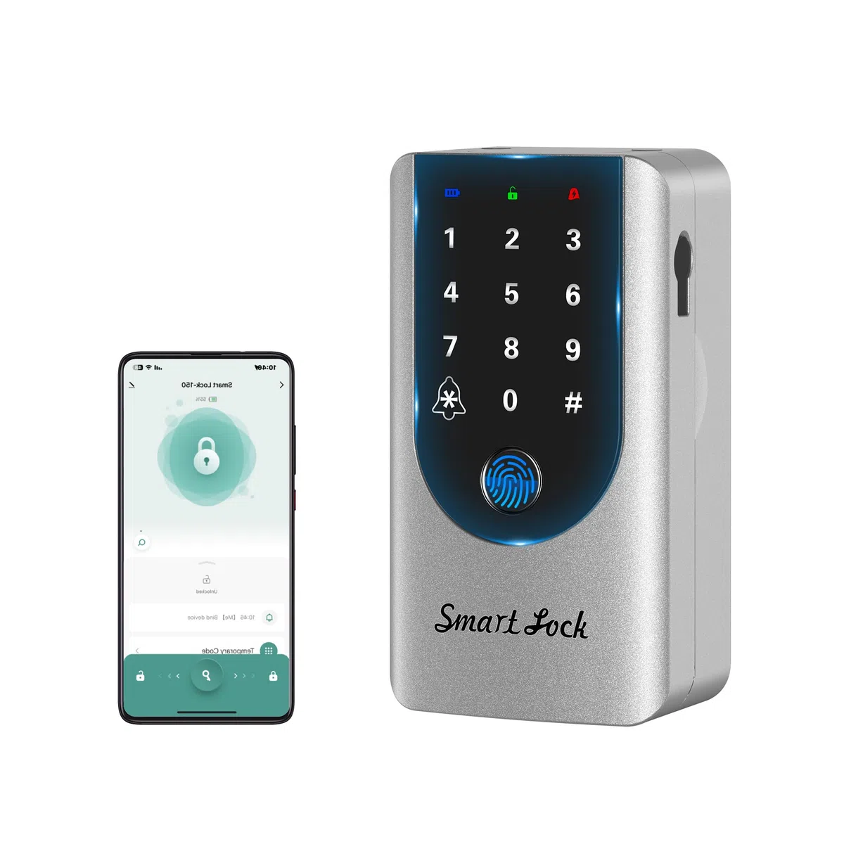 Cassetta di sicurezza per chiavi da parete, con app e impronte digitali, impermeabile IP66, con campanello integrato, scatola intelligente per chiavi di casa, auto, per esterni (argento)