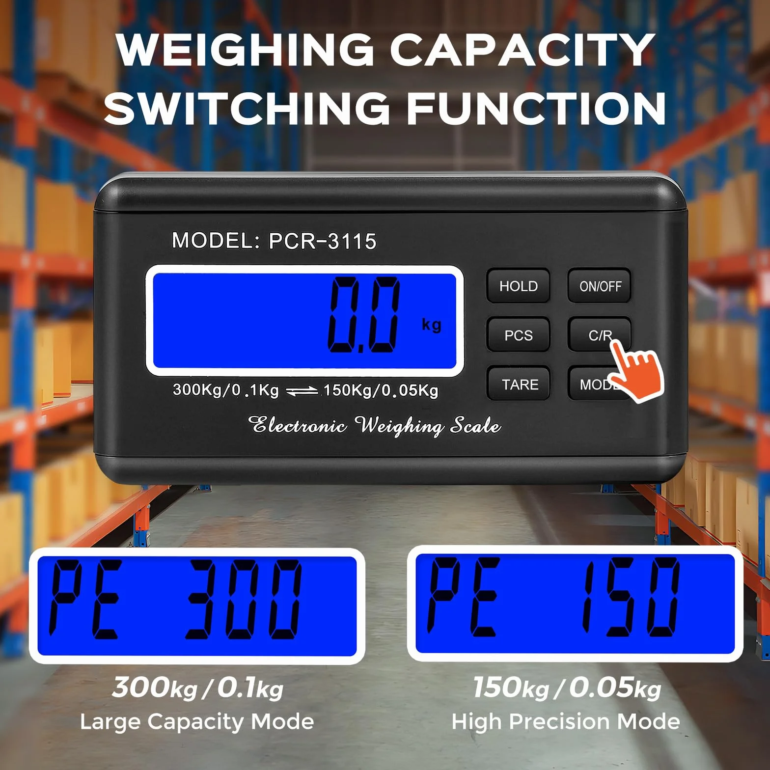 Bonvoisin Bilancia Postale Digitale 300kg/660lb, Display LCD Esterno, Piatto Acciaio Inox, Doppia Portata Precisione 300kg/0,1kg & 150kg/0,05kg, Commutabile kg/oz/lb/lb:oz, Funzione Conteggio