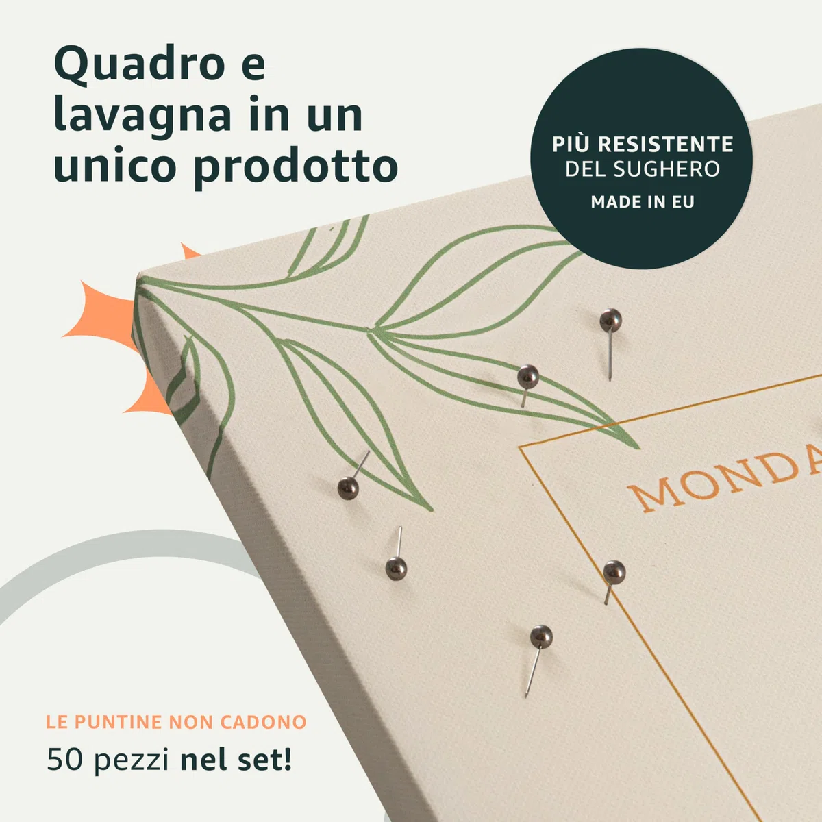 murando - Pannello di Fibra con Puntine - Mappamondo 120x80 cm 1 Pezzo - Bacheca & Quadro su tela in un uno - Decorativo per Parete - Lavagna Grande per le Note Ufficio - Planisfero k-C-0077-v-a