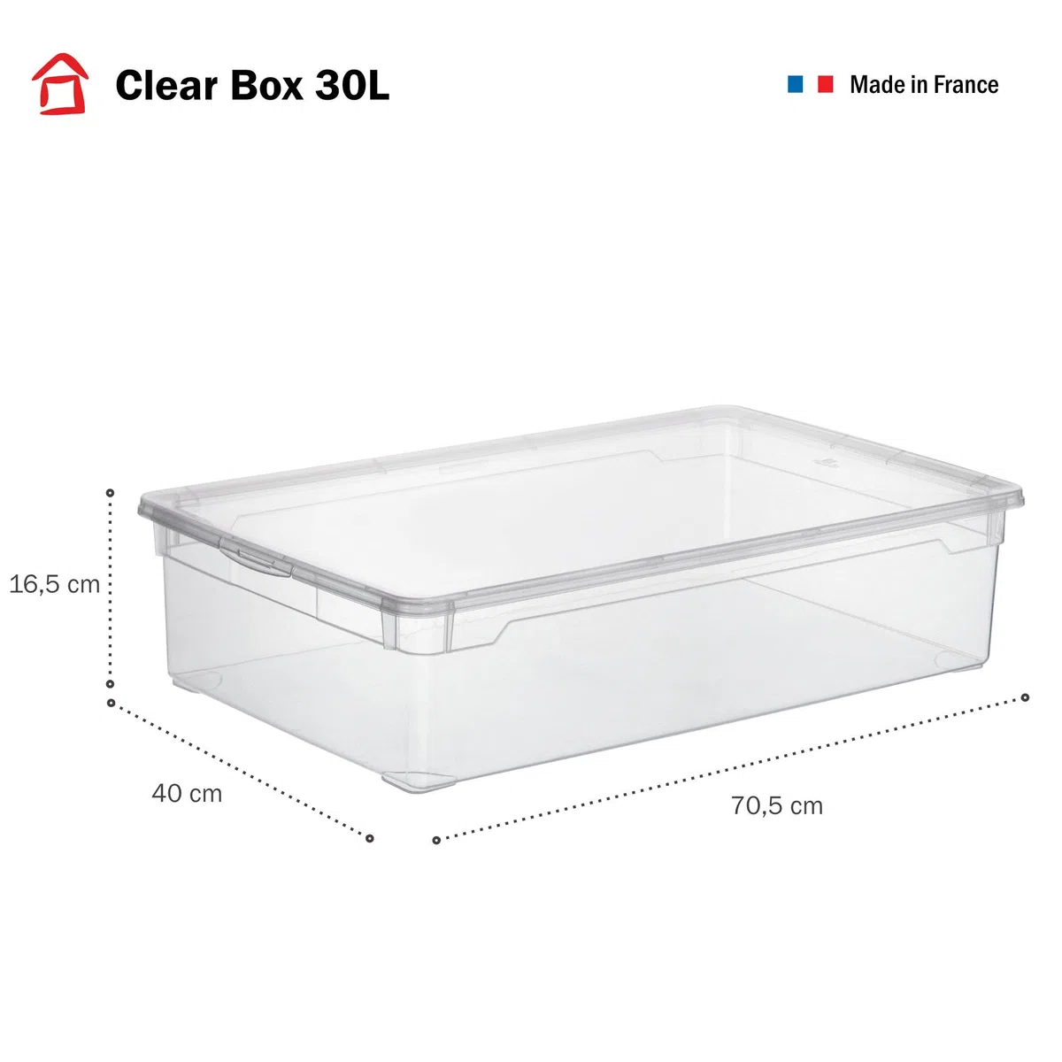 Sundis Clear Box, set di 5 scatole portaoggetti 30l, con coperchio, plastica trasparente, impilabile, multiuso, ideale per riporre giocattoli, vestiti e documenti